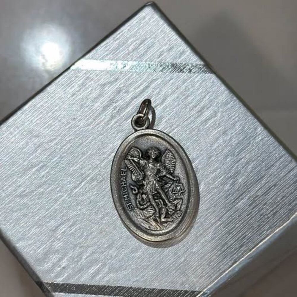 Vintage Catholic Jewelry St. Michael & Guardian Angel Medal Made in Italy